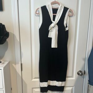 New York & Company Black and White Sheath Midi Dress